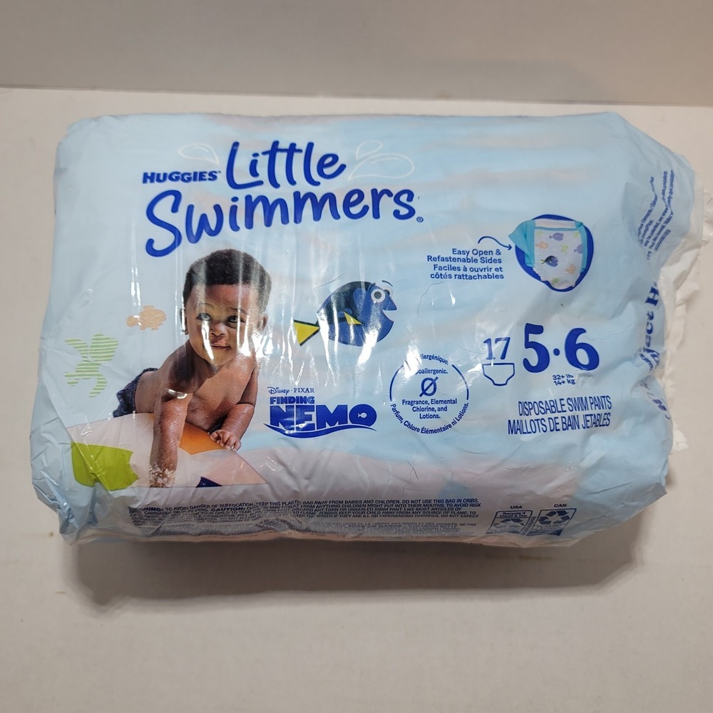 Huggies Little Swimmers Swim Pants Diapers Size 5-6 32+LB Finding Nemo 17 Ct‎